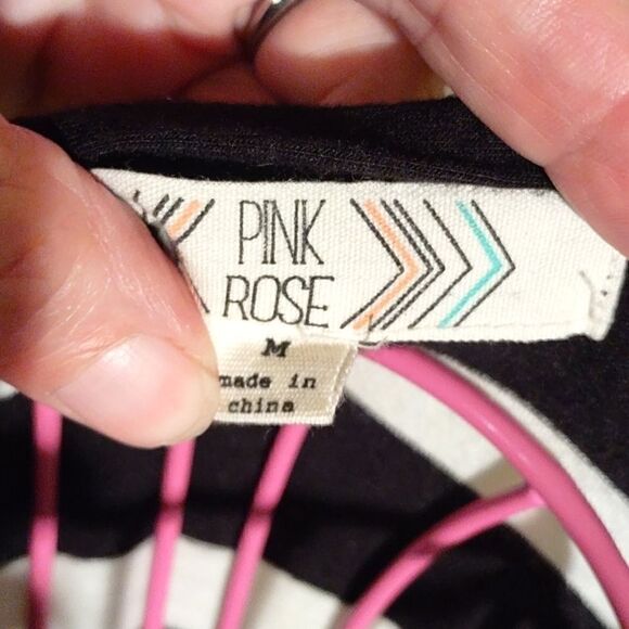 Pink Rose Black/wht. Striped Top - Picture 3 of 7